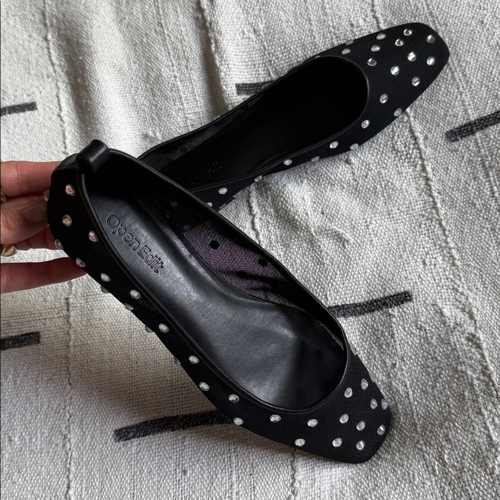 BRAND NEW 🖤 Open Edit black mesh crystal ballet flats 🖤 Sz 7 - Picture 5 of 6